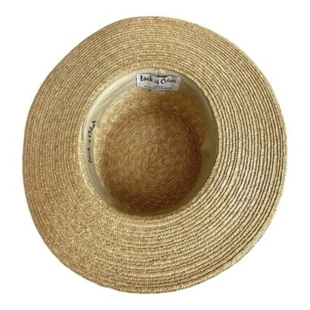 Lack of Color Natural 100% Straw Boater Hat Wide Brim Size Small 55cm Tan EXC